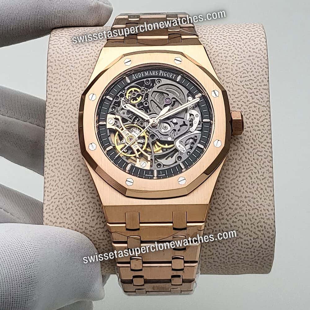 Audemars Piguet Royal Oak 41mm Double Balance Wheel Openworked 18kt Rose Gold Swiss ETA 3132 Automatic Movement Replica Top Quali (3)