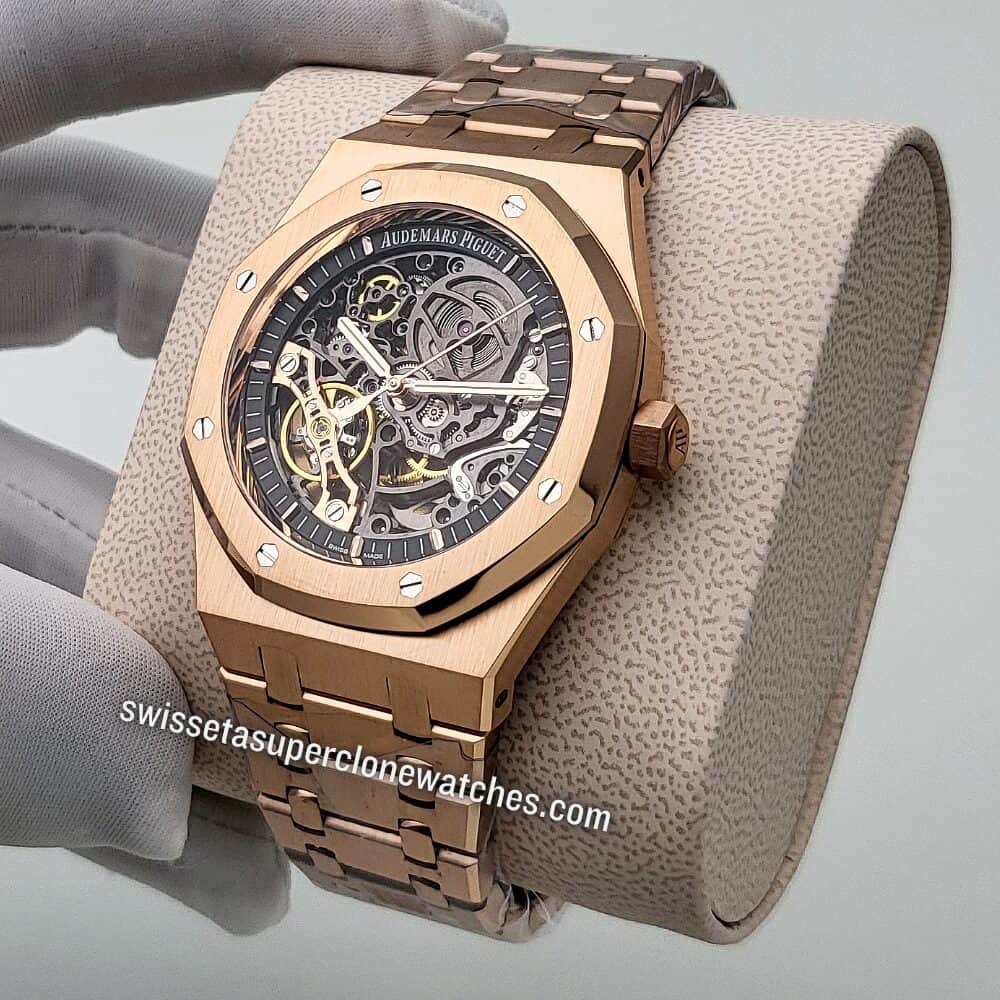 Audemars Piguet Royal Oak 41mm Double Balance Wheel Openworked 18kt Rose Gold Swiss ETA 3132 Automatic Movement Replica Top Quali (4)