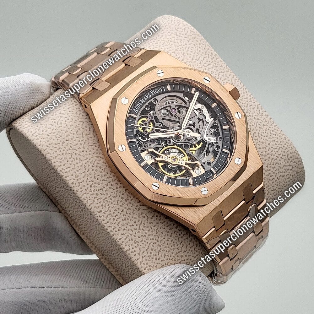 Audemars Piguet Royal Oak 41mm Double Balance Wheel Openworked 18kt Rose Gold Swiss ETA 3132 Automatic Movement Replica Top Quali
