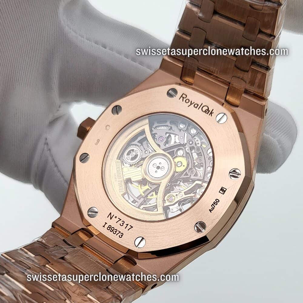 Audemars Piguet Royal Oak 41mm Double Balance Wheel Openworked 18kt Rose Gold Swiss ETA 3132 Automatic Movement Replica Top Quality (1)