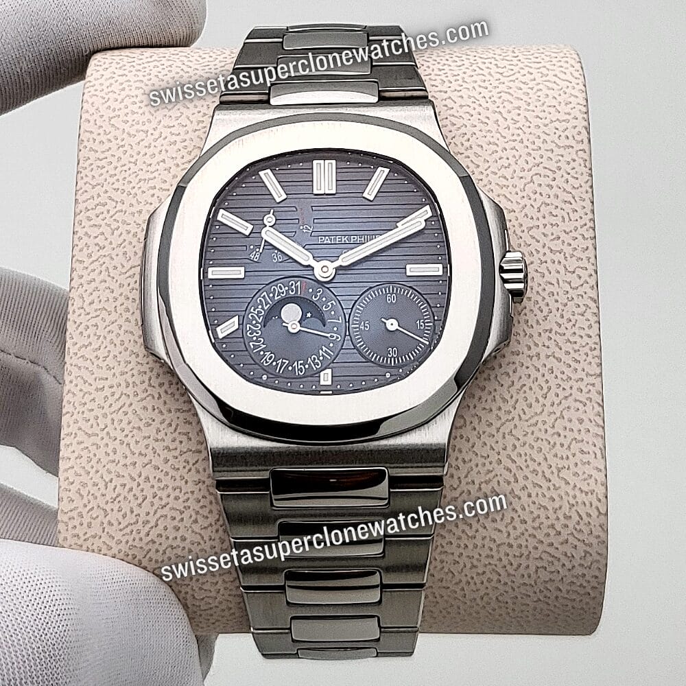 Patek Philippe Nautilus 40mm Moon Phase Power Reserve 57121A-001 Black-Blue Dial Swiss ETA 240 PS IRM CLU Automatic Movement Replica (1)