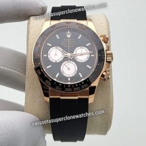 Rolex Cosmograph Daytona 40mm 18kt Everose Gold Oysterflex Bright Black and Sundust Dial Swiss ETA 4131 Automatic Movement Replica (1)