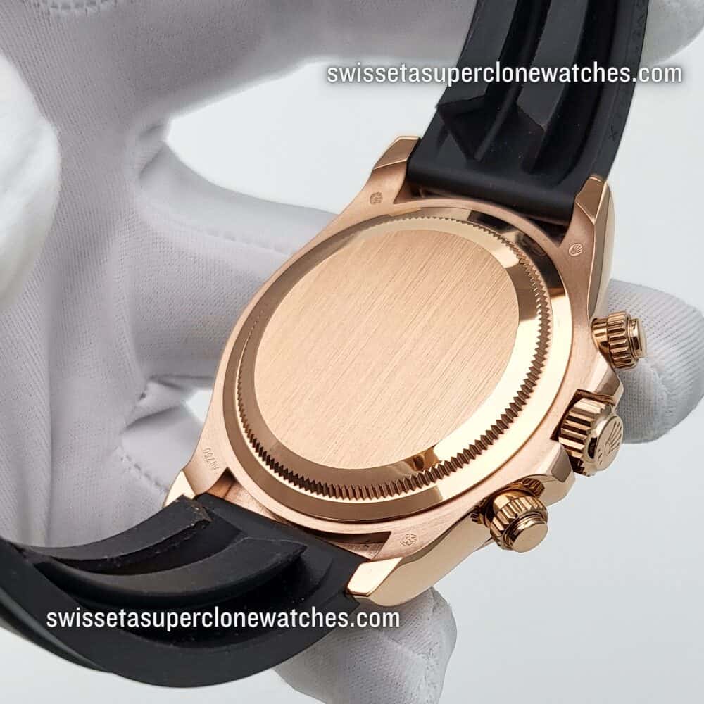 Rolex Cosmograph Daytona 40mm 18kt Everose Gold Oysterflex Bright Black and Sundust Dial Swiss ETA 4131 Automatic Movement Replica (1)
