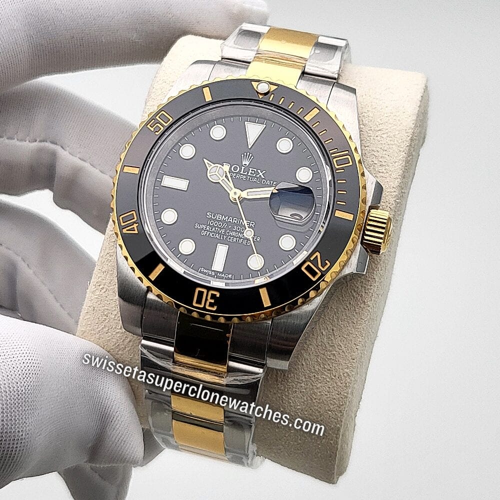 Rolex Submariner Date 40mm 2-Tone Black Dial Swiss ETA 3135 Automatic Movement Replica Top Quality Exact 11 Super Clone Watch (2)
