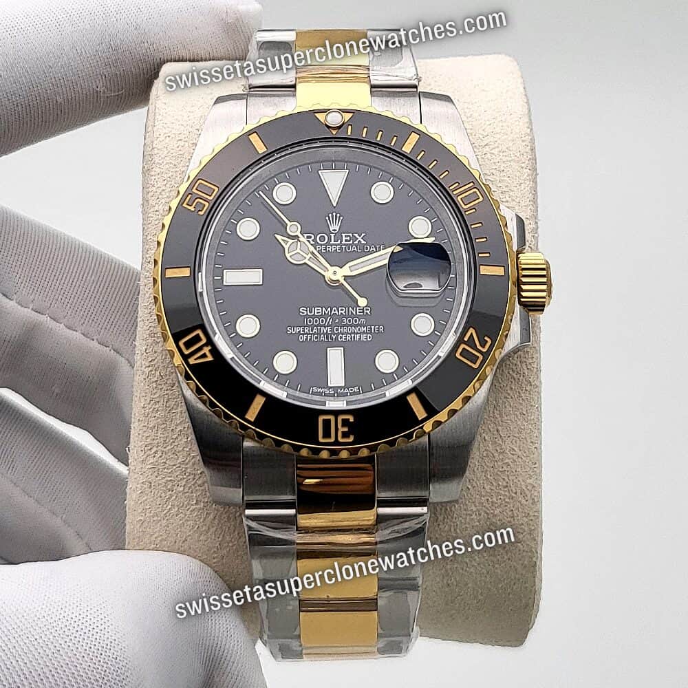 Rolex Submariner Date 40mm 2-Tone Black Dial Swiss ETA 3135 Automatic Movement Replica Top Quality Exact 11 Super Clone Watch (4)