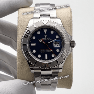 Rolex Yacht- Master 40mm Oystersteel and Platinum Bright Blue Dial Swiss ETA 3235 Automatic Movement Replica Top Quality Exact 1:1 Super Clone Watch