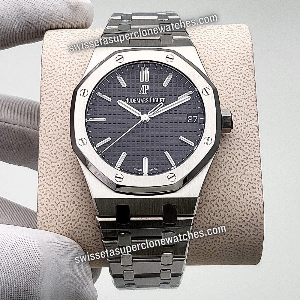 Audemars Piguet Royal Oak 41mm Stainless Steel Black Dial Swiss ETA 4302 Automatic Movement Replica Top Quality Exact 11 Super Clone (1)