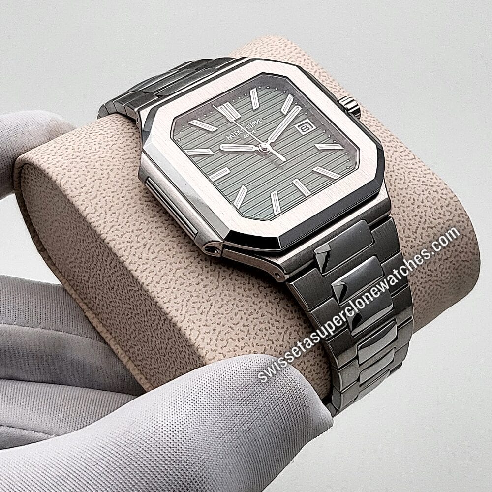 Patek Philippe Cubitus Stainless Steel 58211A-001 Sunburst Olive Green Dial 45mm Swiss ETA 26-330 S C Automatic Movement Replica Top Quality Exac (5)