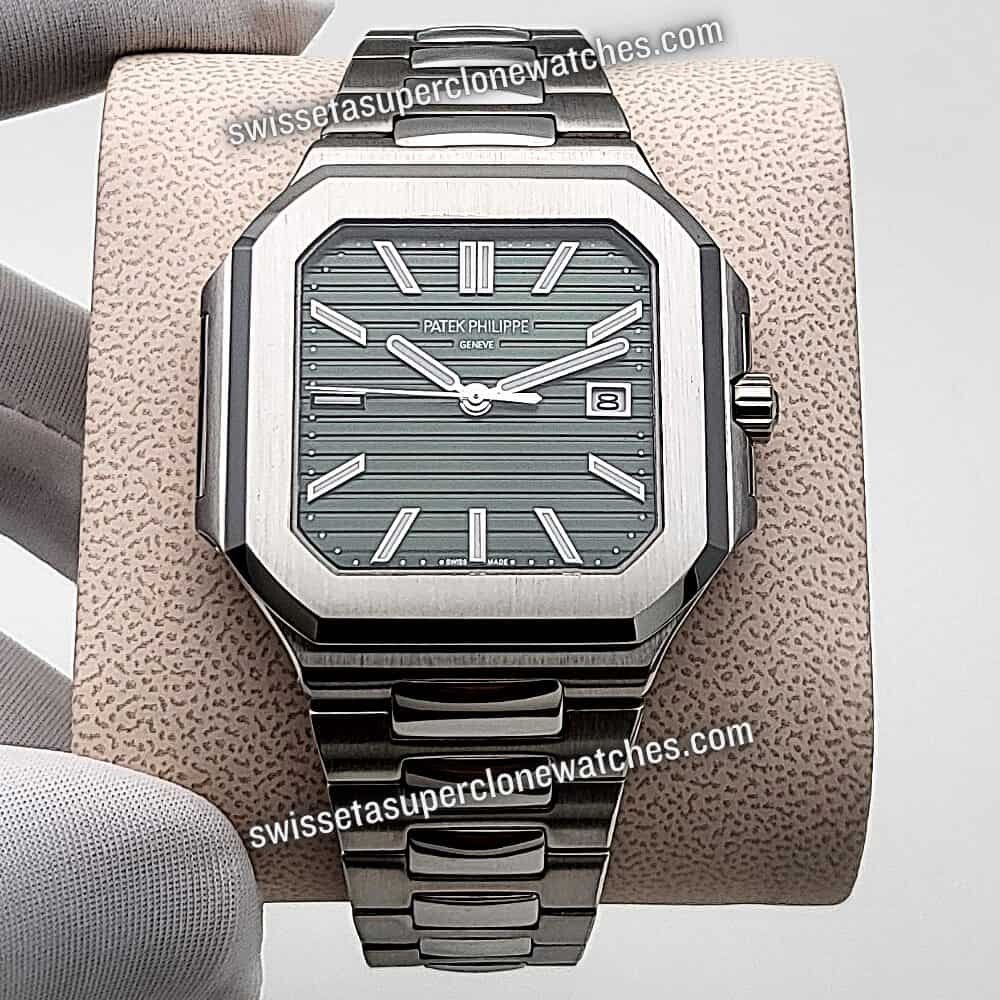 Patek Philippe Cubitus Stainless Steel 58211A-001 Sunburst Olive Green Dial 45mm Swiss ETA 26-330 S C Automatic Movement Replica Top Quality Exact (1)