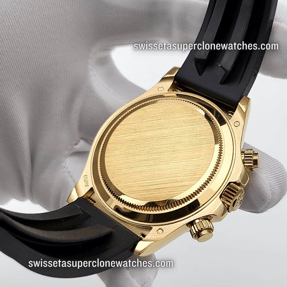 Rolex Cosmograph Daytona 18kt Yellow Gold Oysterflex Turquoise Blue and Black Dial 40mm 4131 Automatic Movement Replica Top Quality Exact 11 Super C (5)