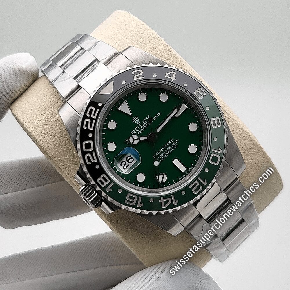 Rolex GMT Master II White Gold Left-Hand Green Ceramic Dial 40mm 3285 Automatic Movement Replica Top Quality Exact 11 Super Clone Watch (2)