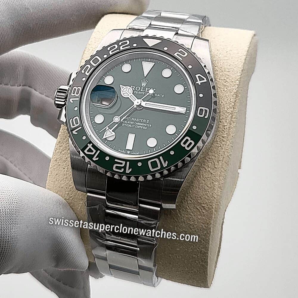 Rolex GMT Master II White Gold Left-Hand Green Ceramic Dial 40mm 3285 Automatic Movement Replica Top Quality Exact 11 Super Clone Watch (3)