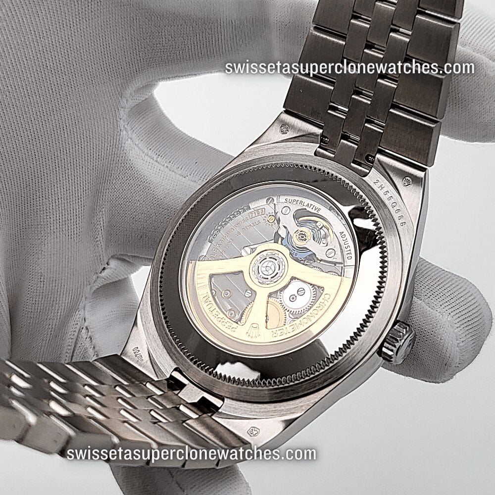 Rolex Land-Dweller 40mm Platinum Ice Blue Honeycomb Motif Dial 7135 Automatic Movement Replica Top Quality Exact 11 Super Clone Watch (5)